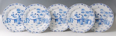 Lot 1346 - A set of five Chinese export blue and white...