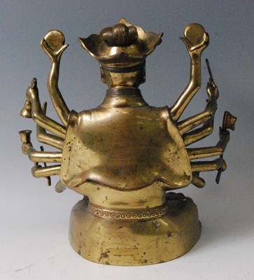Lot 1366 - A 19th century gilt bronze Avalokiteśvara...
