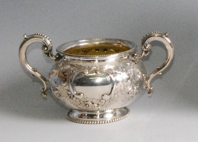 Lot 1092 - A Victorian silver twin handled sugar bowl, of...