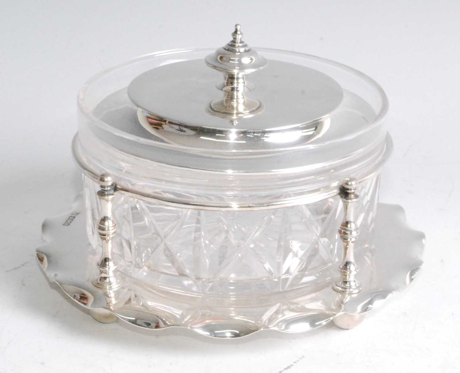 Lot 1098 - An Edwardian silver and glass butter dish and...