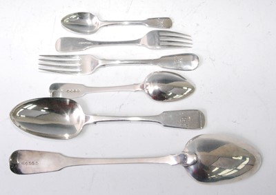 Lot 1102 - A silver harlequin cutlery suite, in the...