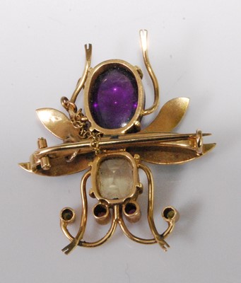 Lot 2277 - A circa 1900 yellow metal insect brooch, being...