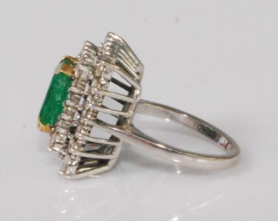 Lot 2279 - A contemporary white metal, emerald and...
