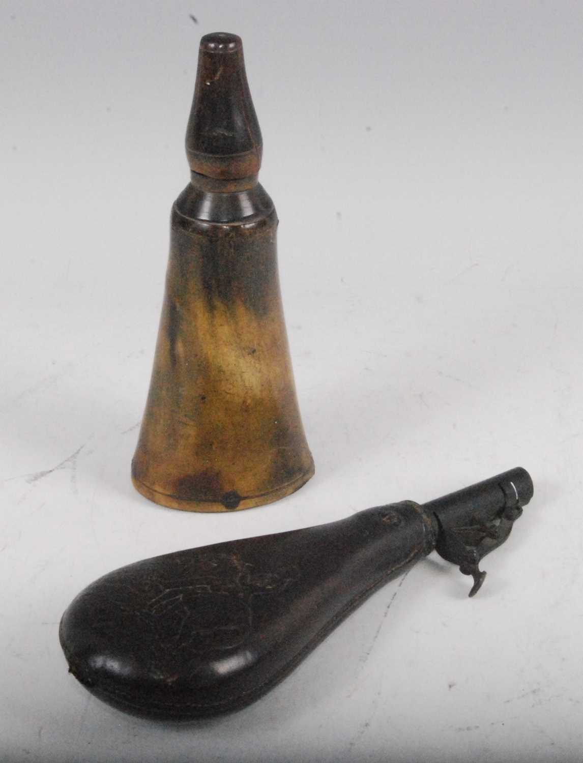 Lot 23 - An early 19th century horn powder flask