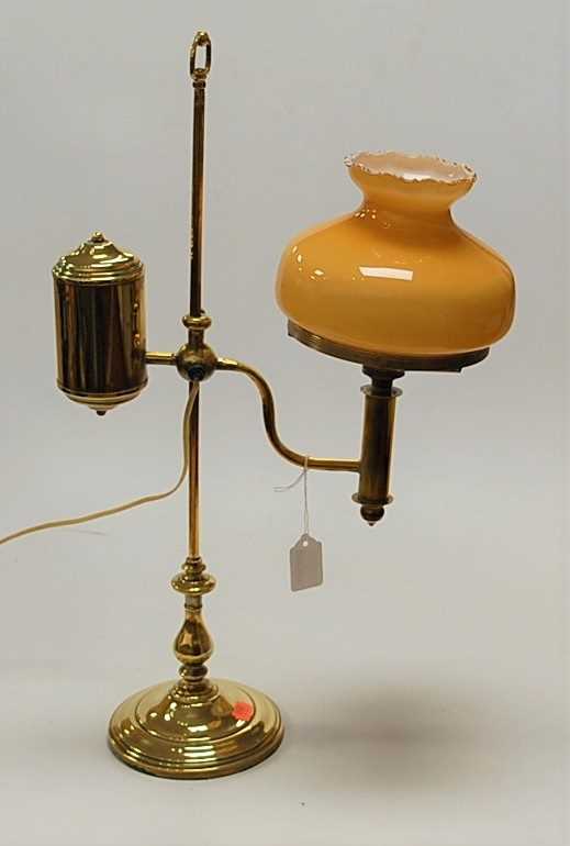 Lot 7 - A Victorian brass desk lamp, having...