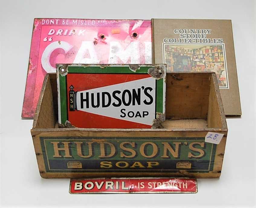 Lot 44 - A Hudson's Soap enamel advertising sign (with...