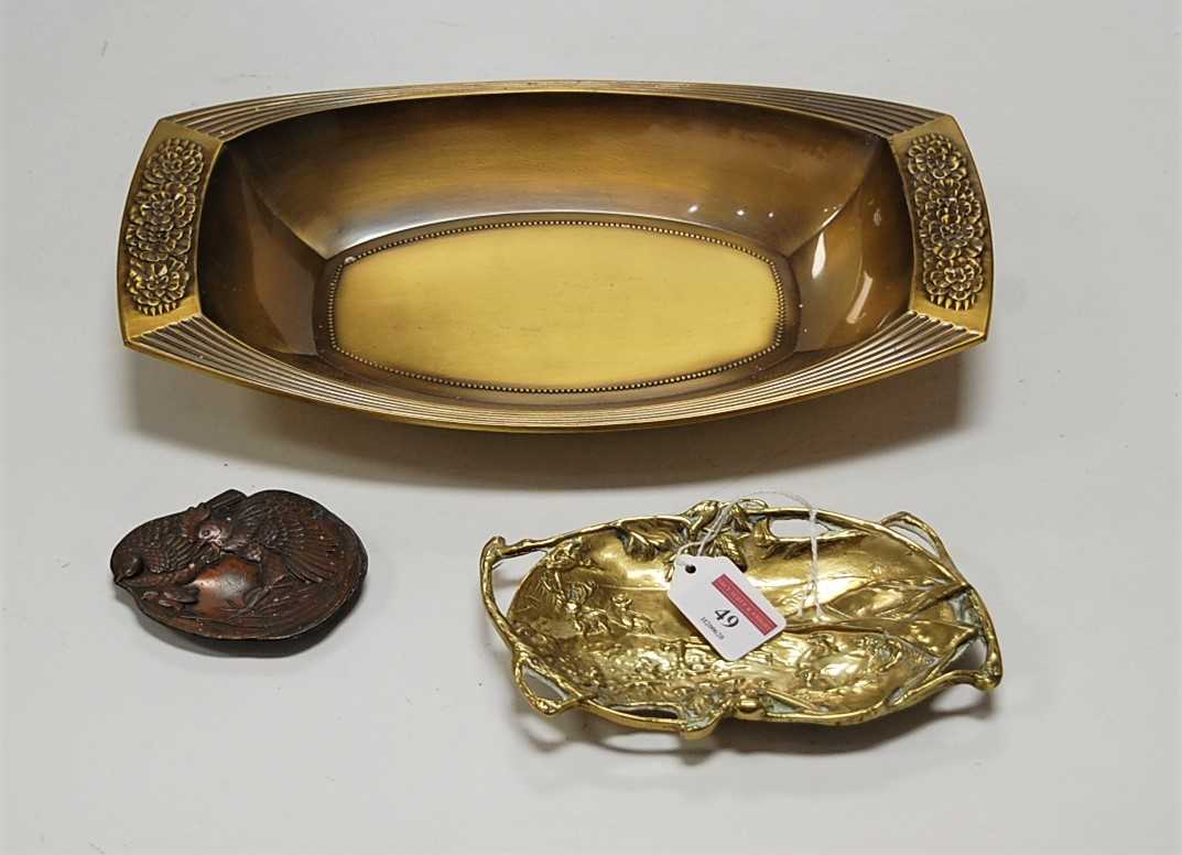 Lot 49 - A WMF polished brass dish, with floral...