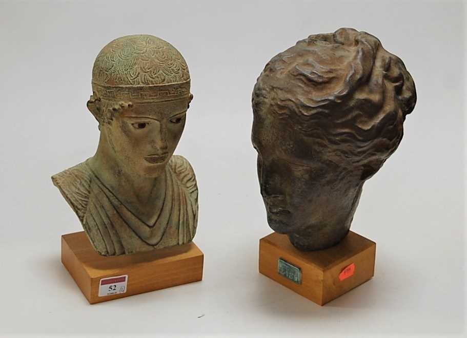 Lot 52 - Two reproduction ceramic busts of Classical...