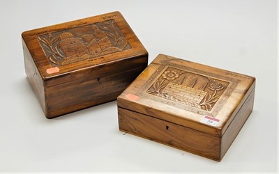 Lot 58 - A carved and inlaid olive wood unfitted box...
