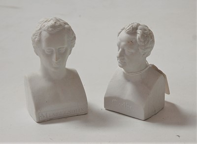 Lot 190 - A Parian bust of Mendelshon, h.11cm; and one...