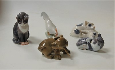 Lot 222 - Royal Copenhagen porcelain animal figures, to...