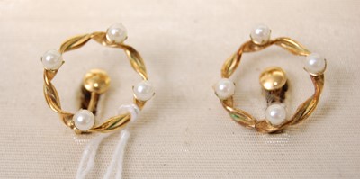 Lot 381 - A cased pair of gold plated and faux pearl set...