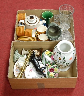 Lot 79 - Two boxes of miscellaneous china and glassware,...
