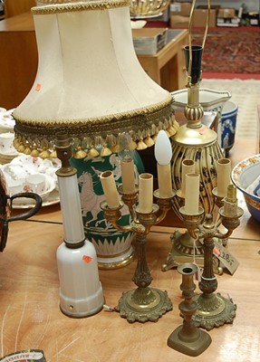 Lot 98 - A pair of early 20th century brass four sconce...