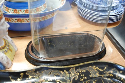 Lot 99 - A Victorian glass dome on associated ebonised...