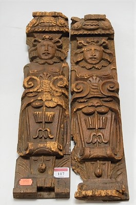 Lot 117 - A pair of 19th century carved oak figural...