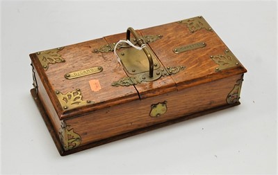 Lot 120 - A late Victorian oak and brass mounted...