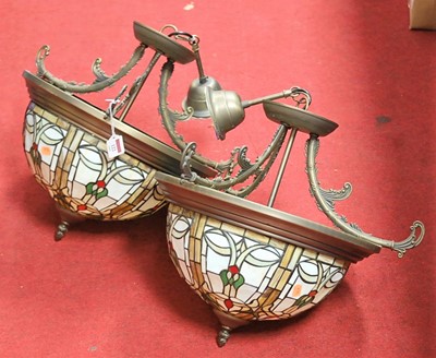 Lot 122 - A pair of reproduction Tiffany style ceiling...