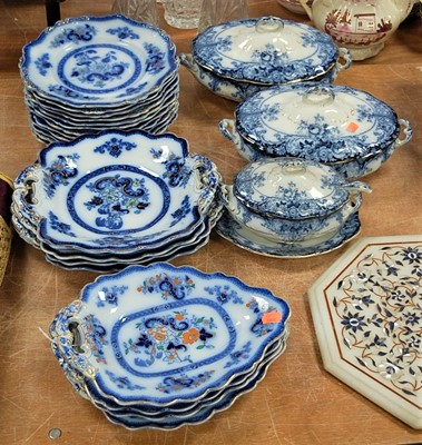 Lot 144 - A Victorian opaque granite china part dinner...