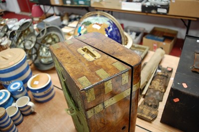 Lot 150 - A large Victorian walnut and brass bound...