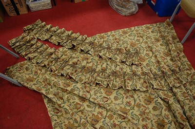 Lot 175 - Two pairs of good quality floral embroidered...