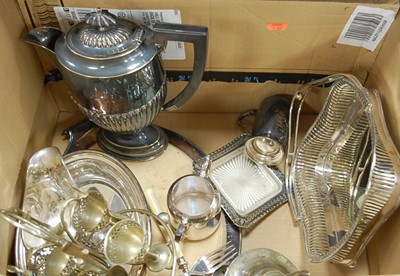 Lot 268 - A box of miscellaneous silver plated wares, to...
