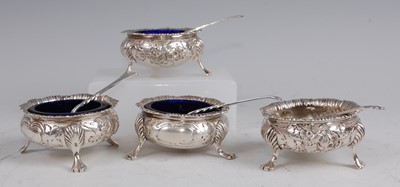 Lot 1108 - A pair of Edwardian silver and embossed table...