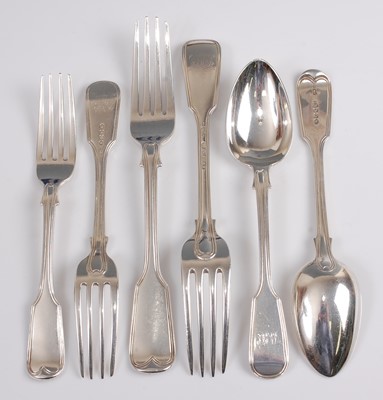 Lot 1113 - A mid-Victorian silver part cutlery suite, in...