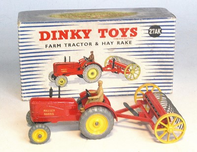 Lot 1954 - A Dinky Toys No. 27AK farm tractor and hay...