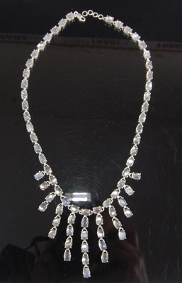 Lot 2591 - A white metal moonstone fringe necklet,...