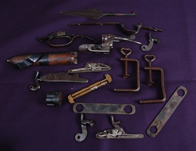 Lot 98 - A collection of 19th century and later gun parts, spares and accessories