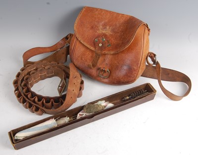 Lot 254 - A brown leather cartridge bag