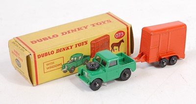 Lot 724 - Dublo Dinky Toys 073 Land Rover and horse...