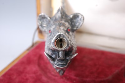 Lot 1312 - A silver mounted wild boar’s tusk cigar-cutter,...