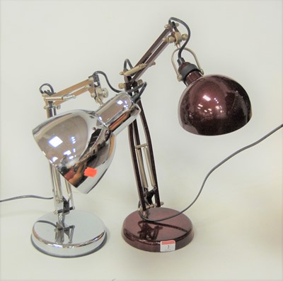 Lot 2 - A chrome anglepoise type desk lamp; together...