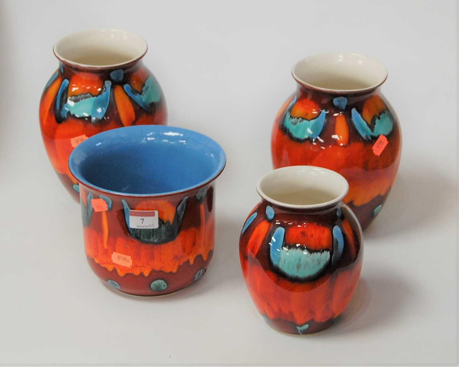 Lot 7 - A pair of Poole Pottery Volcano vases, of...
