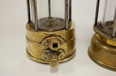 Lot 9 - A brass safety lamp, having a copper plaque...