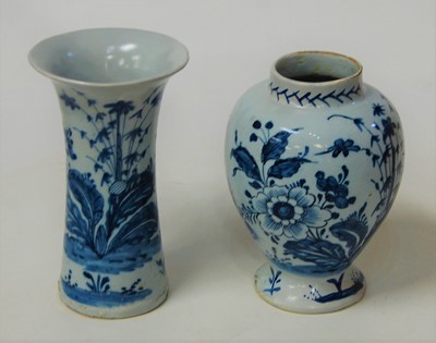 Lot 18 - An 18th century Delft vase, of baluster form,...