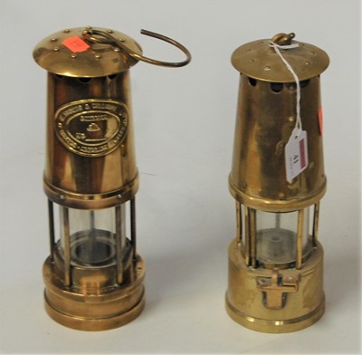 Lot 41 - A brass miners safety lamp, bearing plaque for...