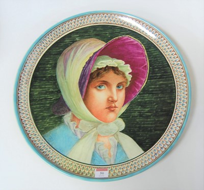 Lot 50 - A large Victorian Doulton charger painted with...