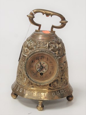 Lot 59 - A brass cased bell shaped mantel clock having...