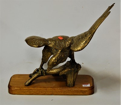 Lot 128 - A large cast brass model of an eagle, with...