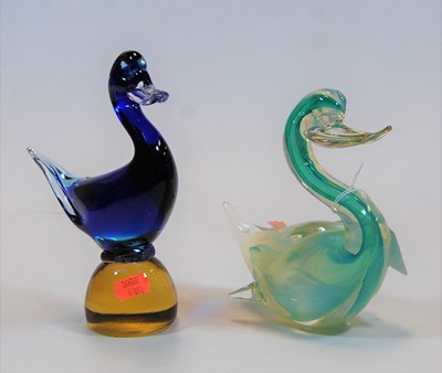 Lot 246 - An Italian glass model of a duck, h.20cm;...