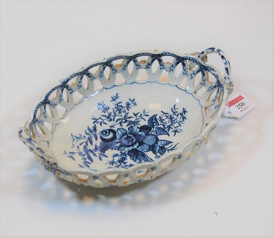 Lot 250 - A mid 18th century Worcester porcelain basket,...
