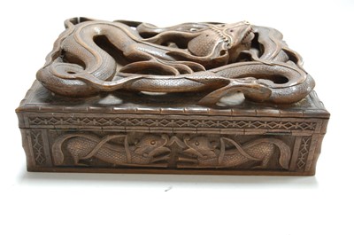 Lot 150 - An Indian carved hardwood table cigarette box,...