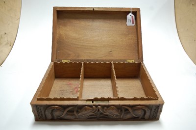 Lot 150 - An Indian carved hardwood table cigarette box,...