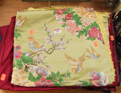 Lot 158 - A modern Chinese silk tablecloth, finely...