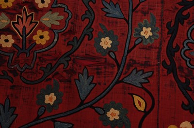 Lot 158 - A modern Chinese silk tablecloth, finely...
