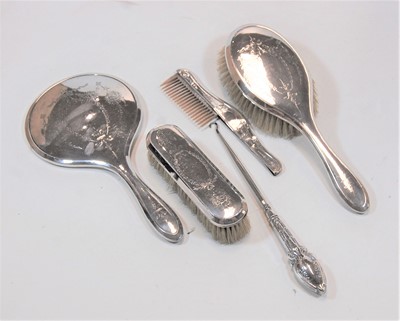Lot 275 - An early 20th century silver backed dressing...