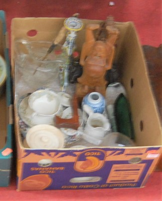 Lot 177 - Two boxes of miscellaneous china and glassware...